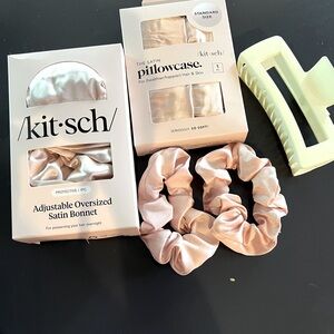 New Kitsch satin sleep bonnet & pillowcase